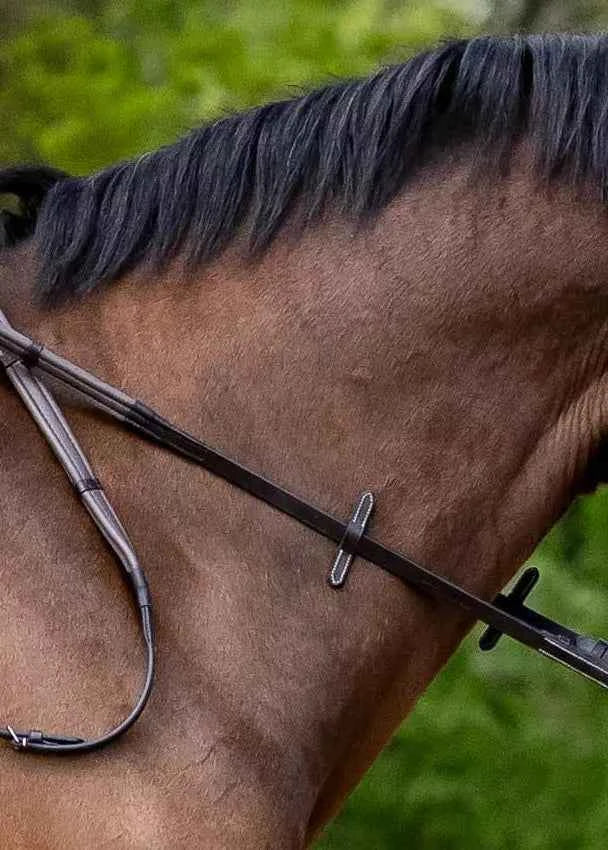 ThinLine English Reins Non-Slip Grip Stud Hook With Stoppers Brown