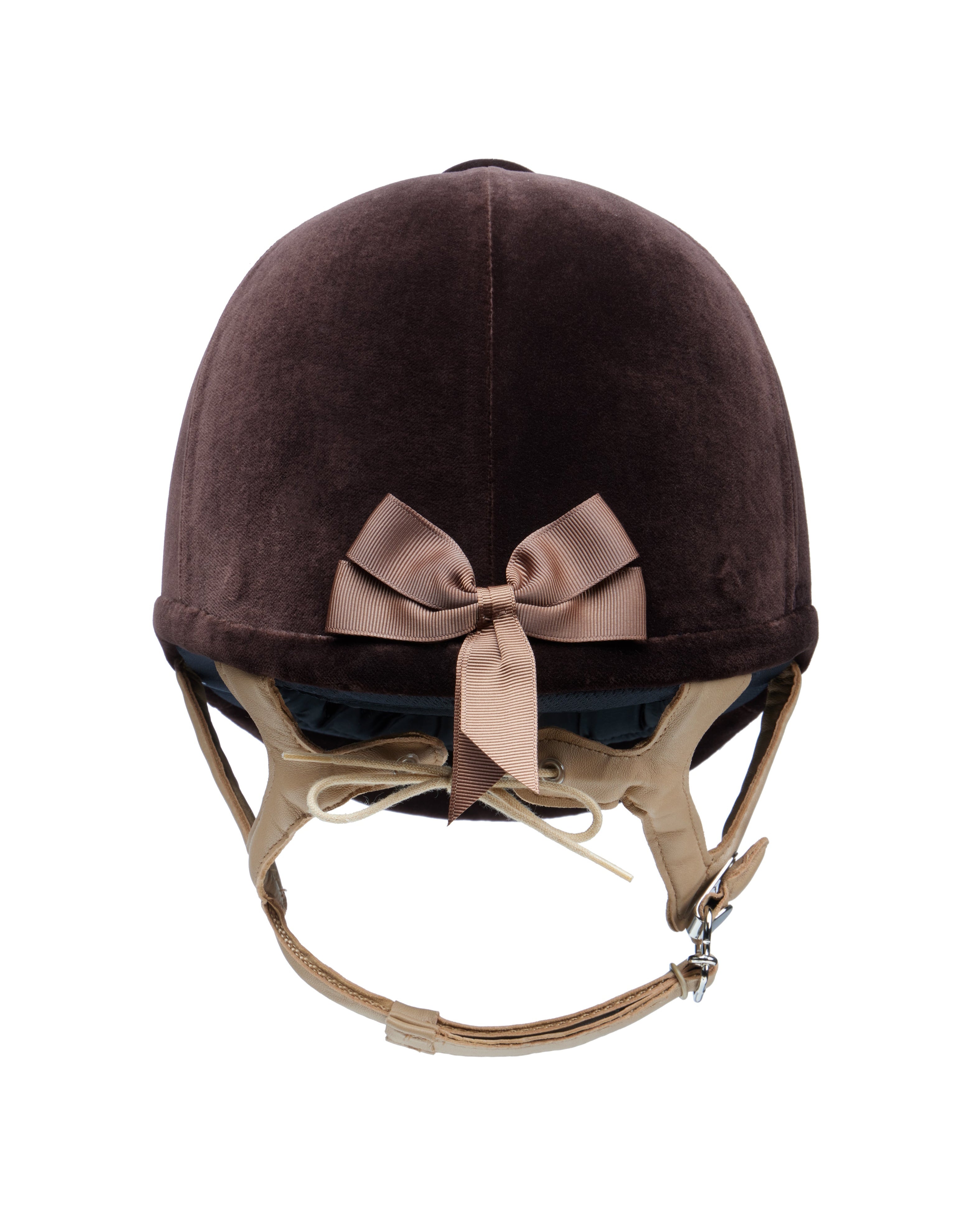 Charles Owen Fian Riding Helmet - Equestrian Brown Velvet Helmet with Ribbon