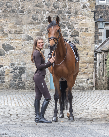 EQUIDRY Women's Water Repellent Zip up Top Brown/White
