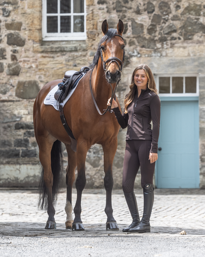 EQUIDRY Women's Water Repellent Zip up Top Brown/White