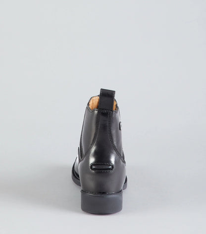 PREMIER EQUINE Bruno Junior Black Leather Paddock Boots - Back View, Kids Equestrian Riding Boots