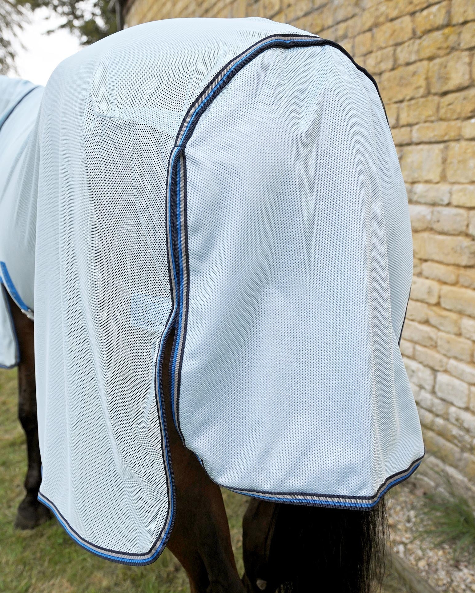 Equiflair Blue Horse Fly Rug: Summer Bug & UV Protection. Detachable Neck, Belly Flap. #HorseCare #FlyControl