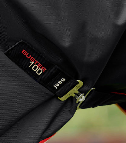 Premier Equine Buster 100g Turnout Rug with Snug-Fit Neck Cover Black