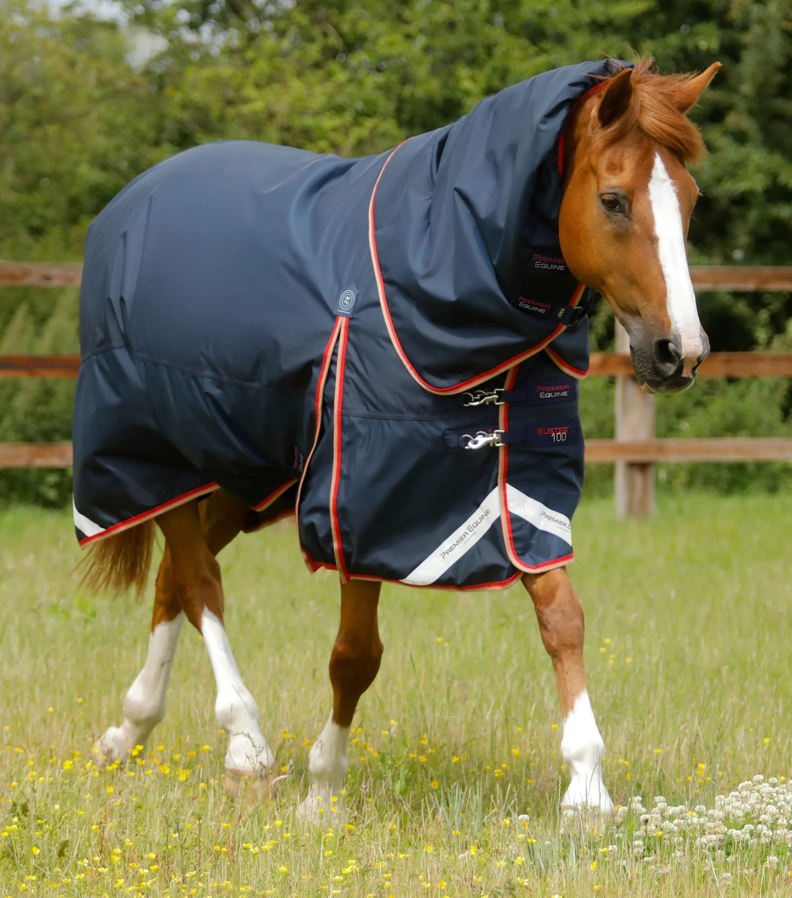 Premier Equine Buster 100g Turnout Rug with Snug-Fit Neck Cover Navy