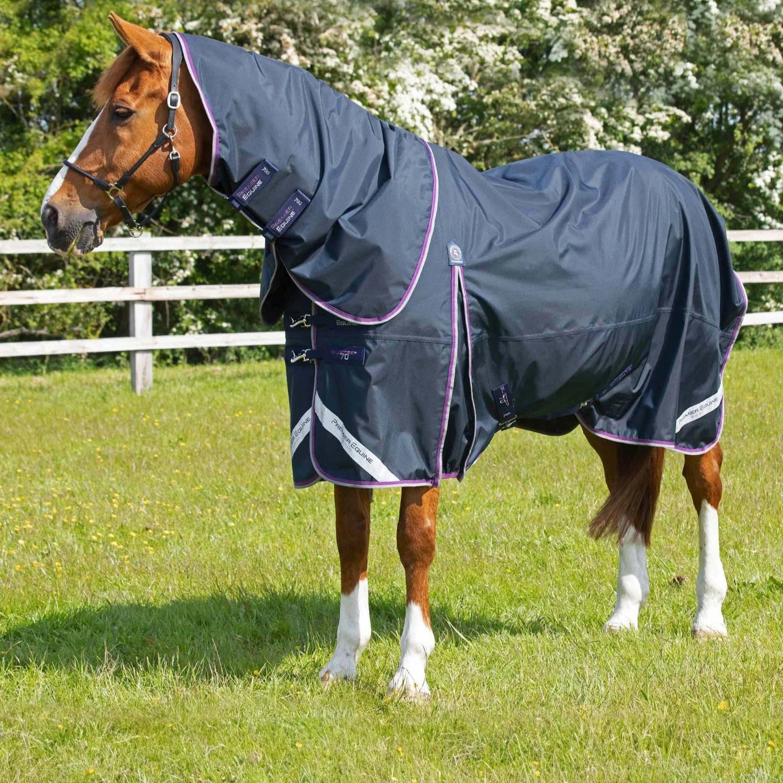 Premier Equine Buster 70g Turnout Rug with Classic Neck Cover Navy