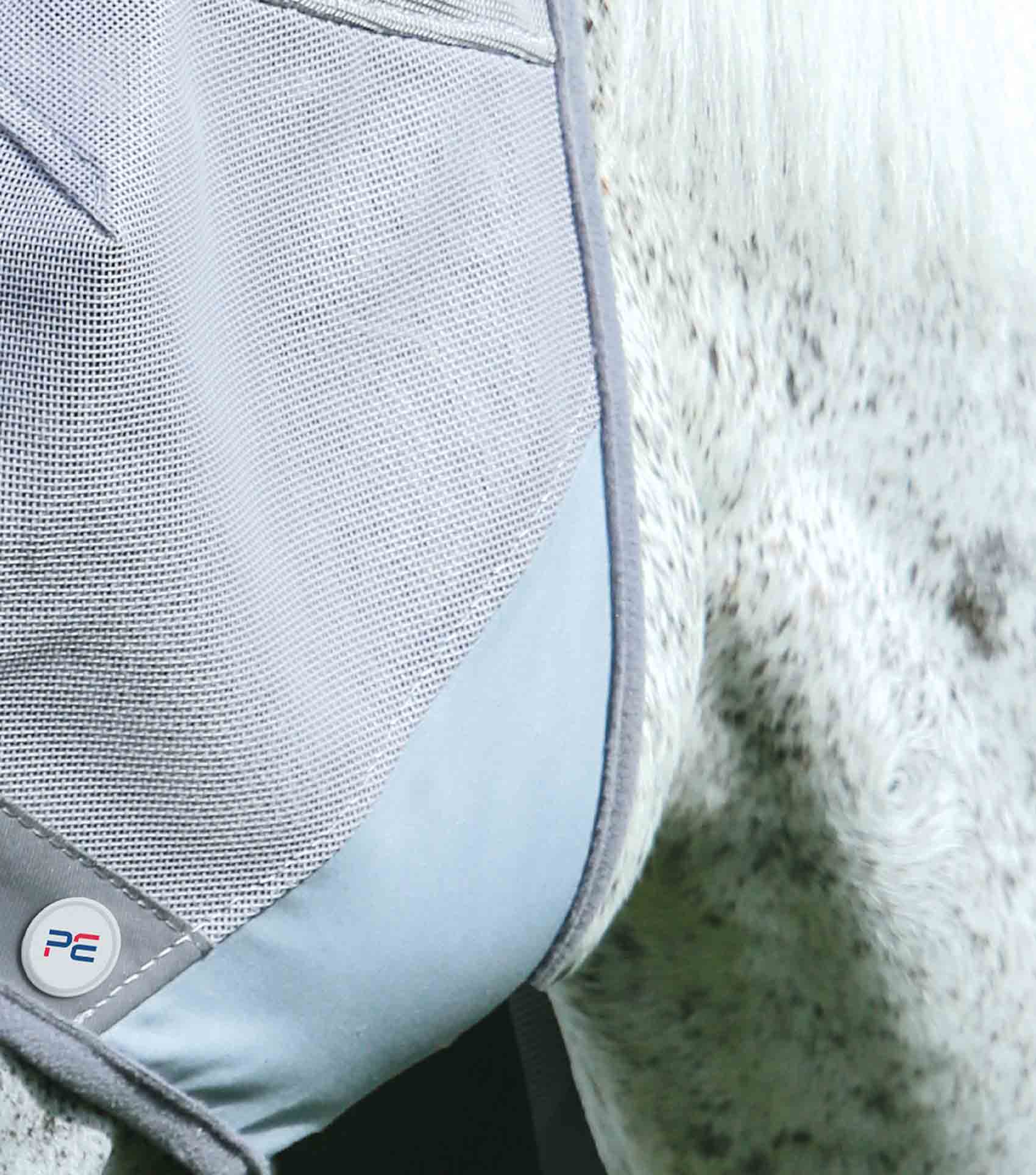Premier Equine Buster Fly Mask Standard Silver on Horse | UV Protection & Fly Control