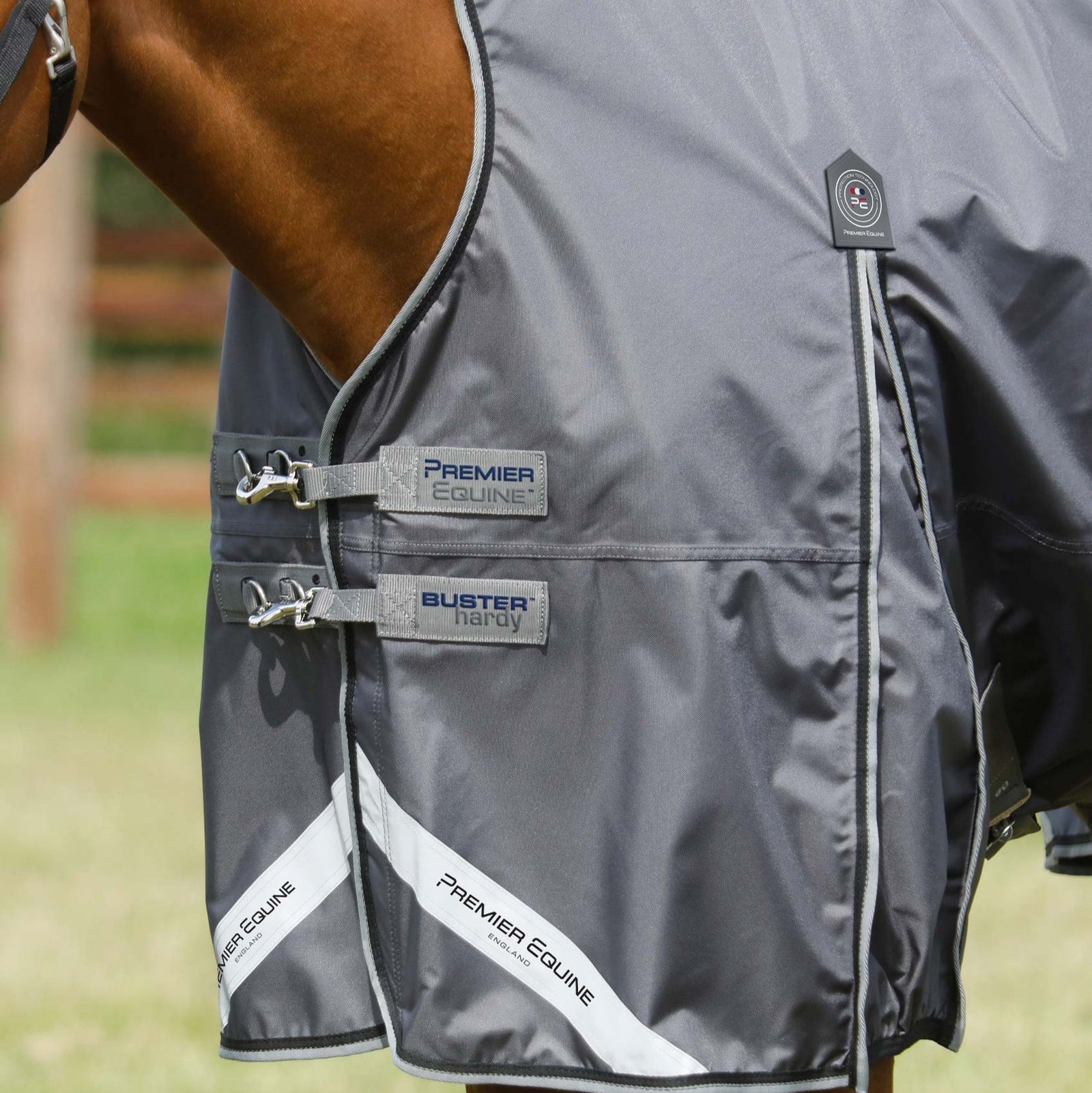 Premier Equine Buster Hardy 0g Half Neck Turnout Rug Grey