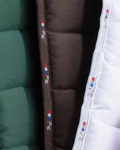 Premier Equine Buster Reversible Saddle Pad - Brown, Green, White. Durable equestrian pad.