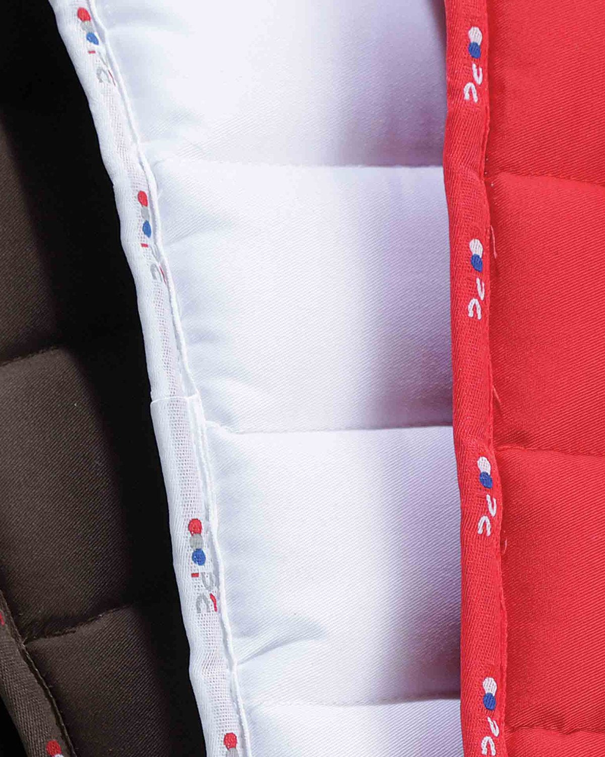 PREMIER EQUINE BUSTER Reversible Horse Saddle Pad: Red, White & Brown Detail