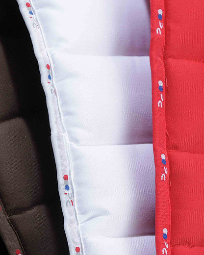 PREMIER EQUINE BUSTER Reversible Horse Saddle Pad: Red, White & Brown Detail