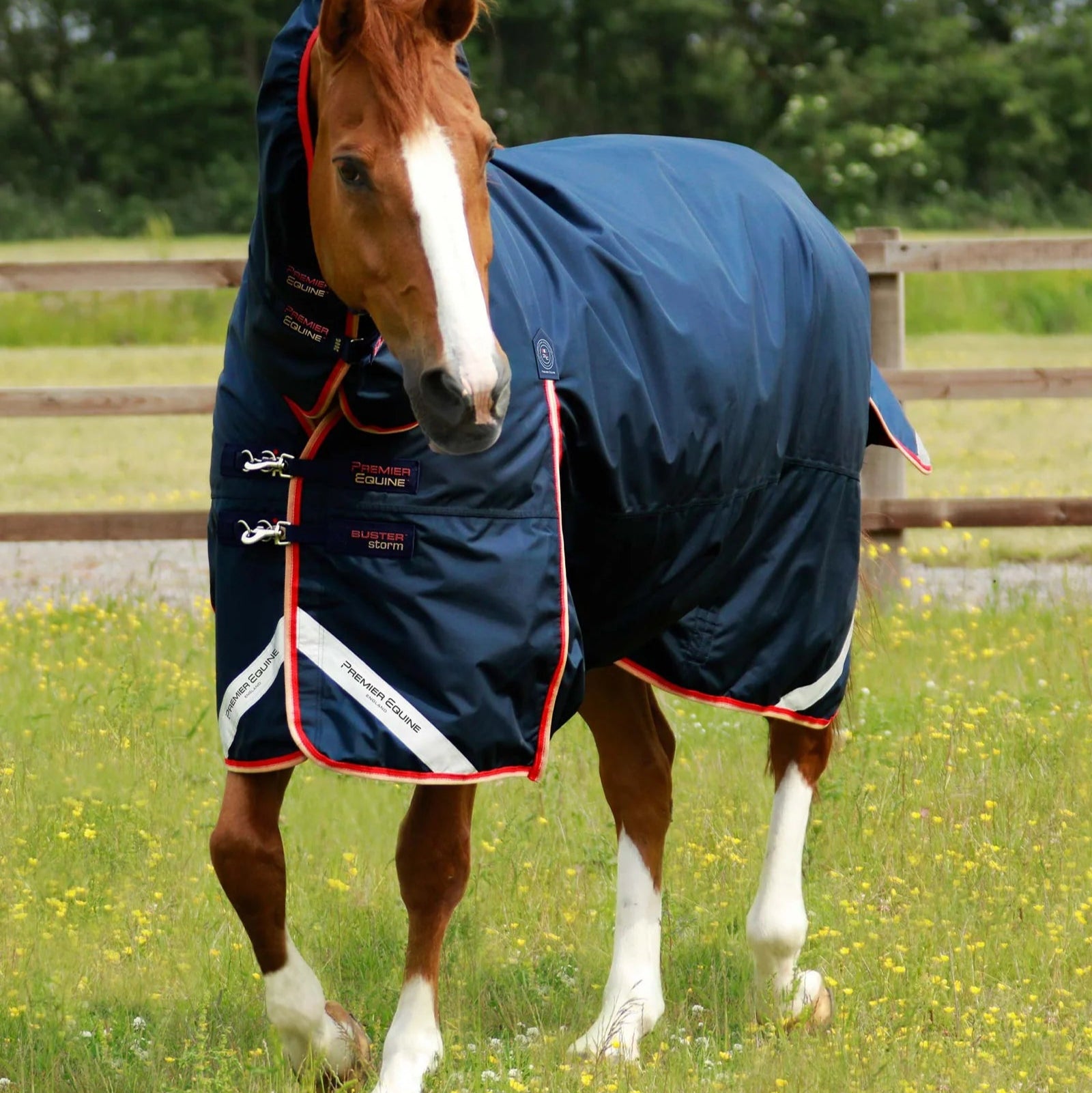 Premier Equine Buster Storm 200g Combo Turnout Rug with Snug-Fit Neck Navy