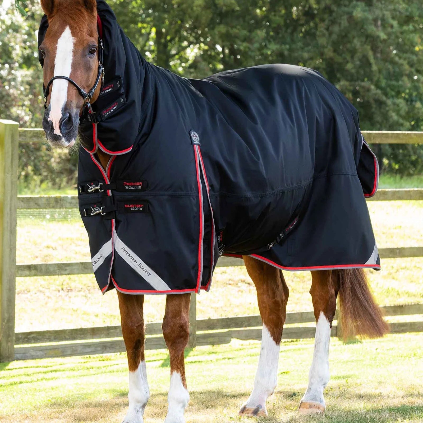 Premier Equine Buster Storm 400g Combo Turnout Rug with Snug-Fit Neck Black