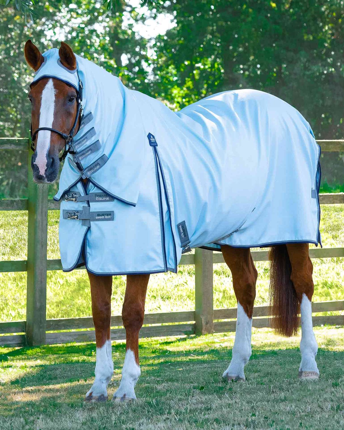 Premier Equine Buster Sweet Itch Fly Rug with Surcingles Blue