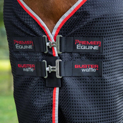 Premier Equine Buster Waffle Horse Cooler Rug Black Detail | Equine Comfort & Cooling
