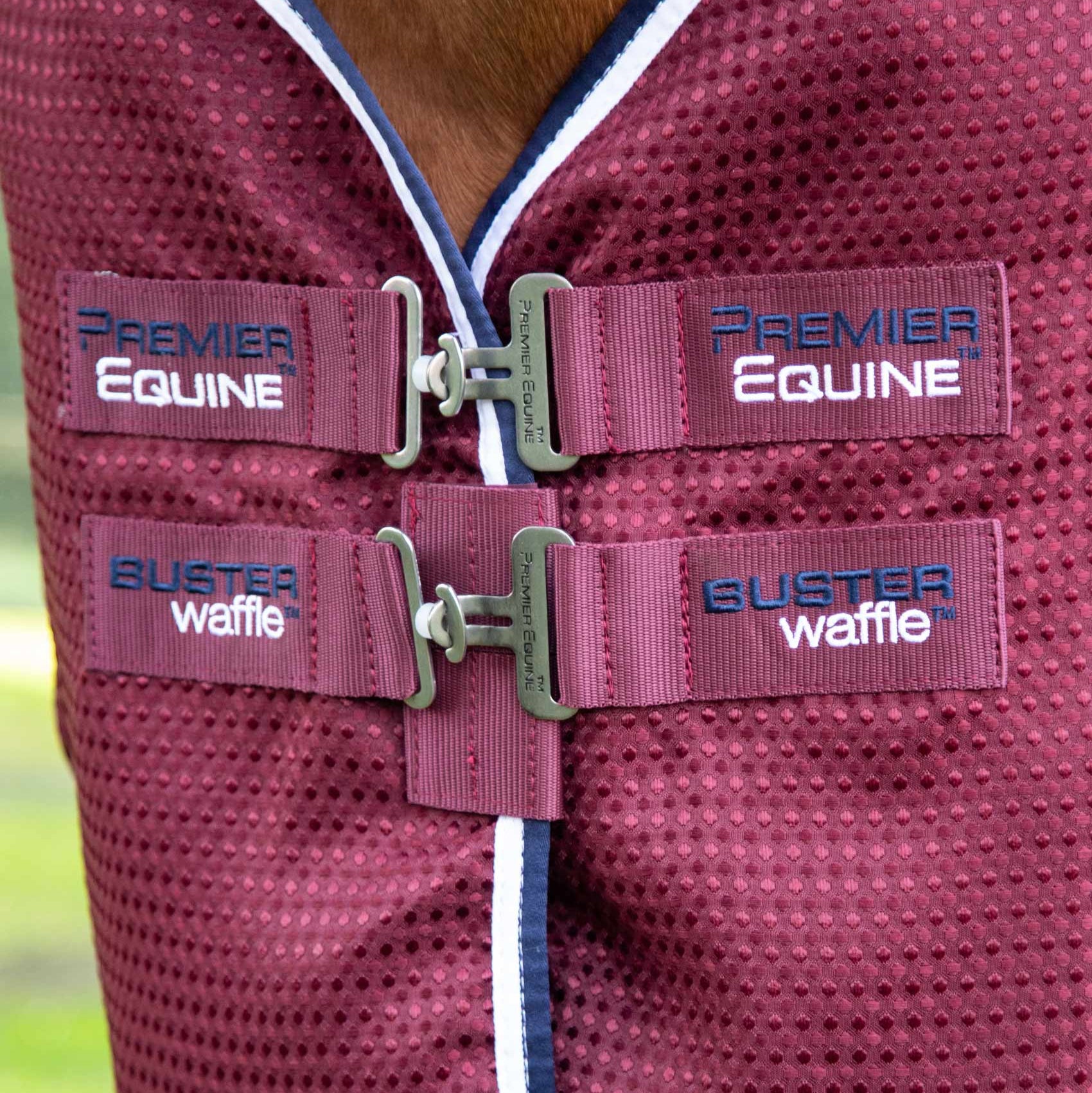 Premier Equine Buster Waffle Horse Cooler Rug Burgundy | Breathable Horse Rug