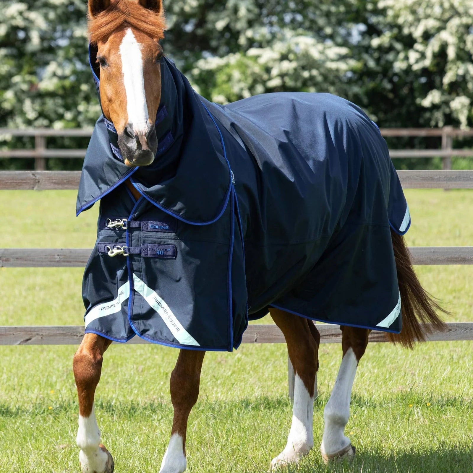 Premier Equine Buster 40g Turnout Rug with Classic Neck Cover Navy