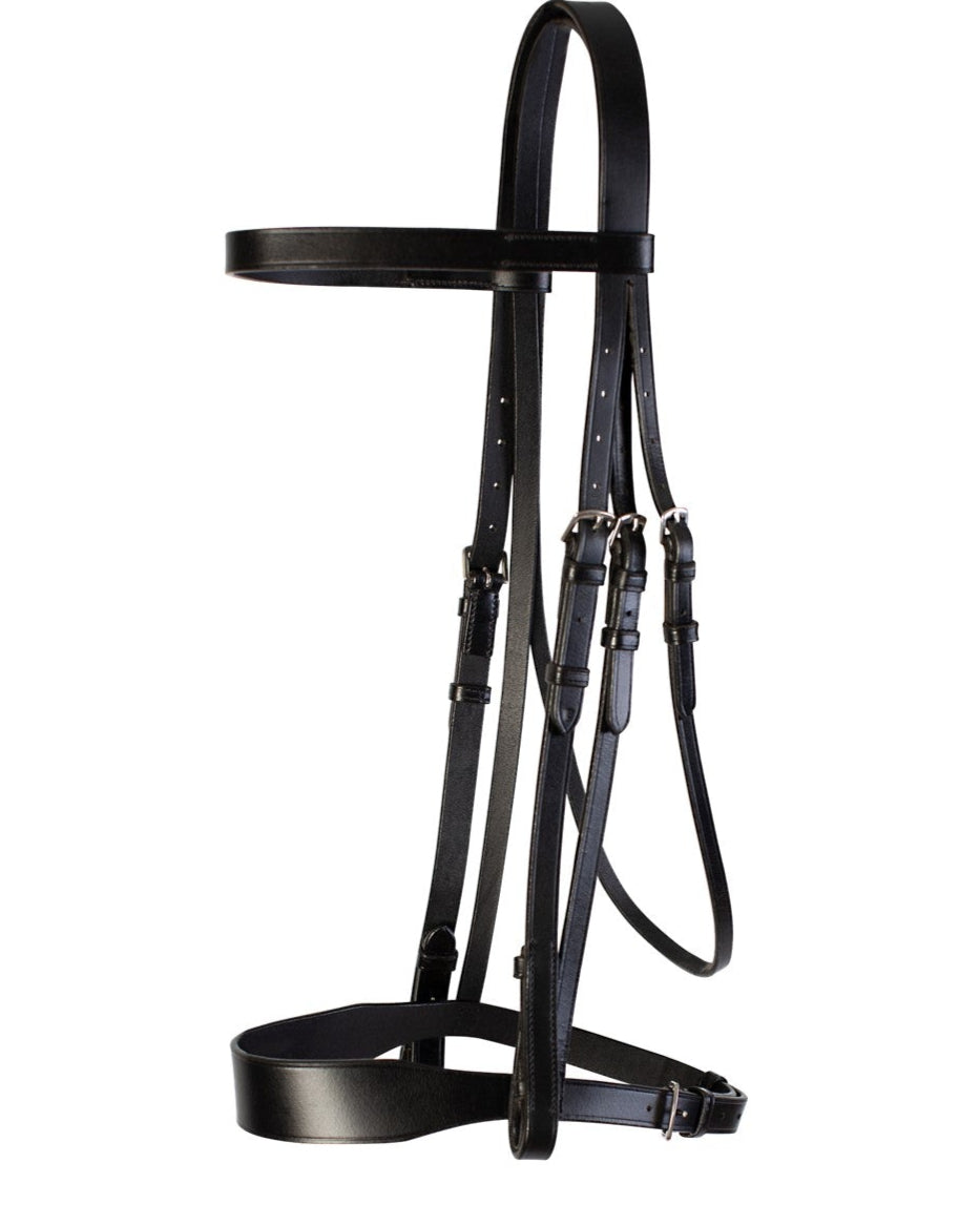 Equiflair CAMEO HUNT BRIDLE with 2 Browbands - Black Leather Horse Bridle for Hunting and Showing