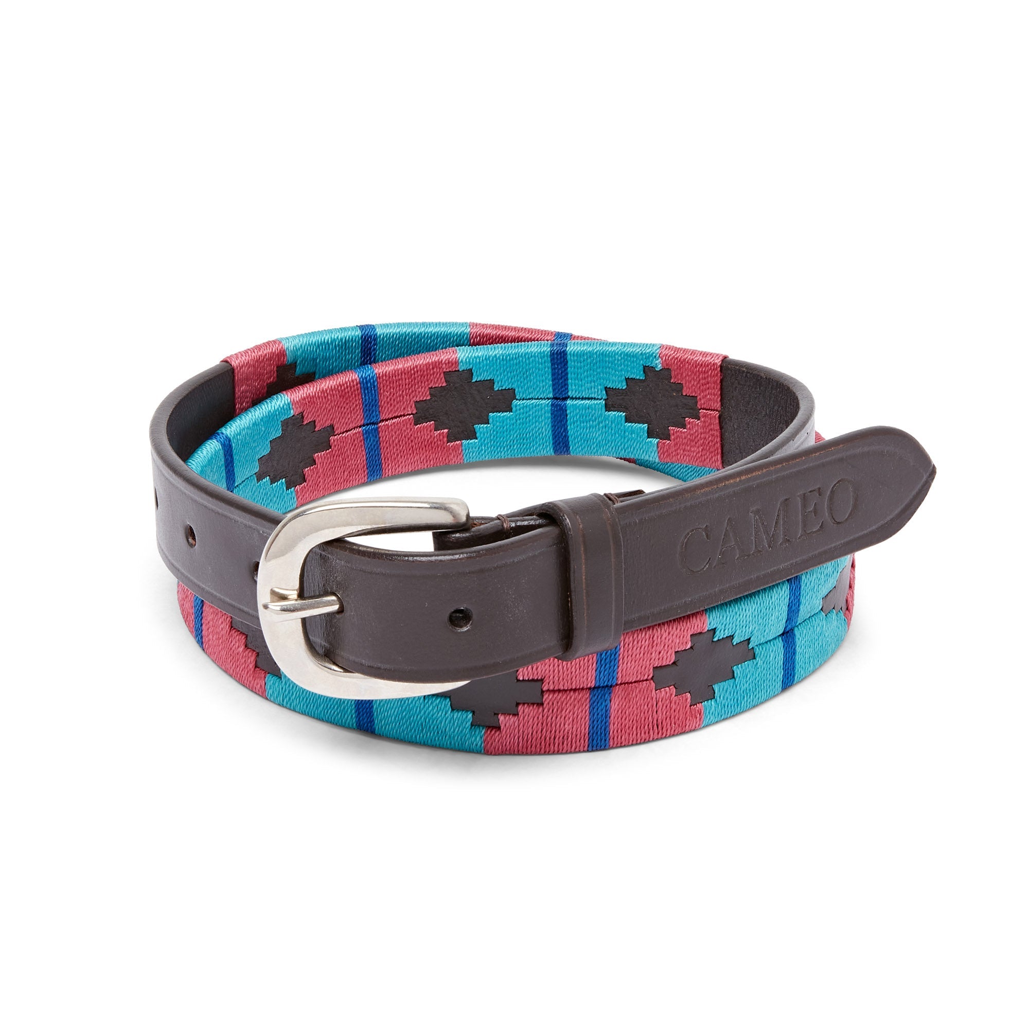 CAMEO Polo Belt - Leather with Aztec Embroidered Design by Equiflair