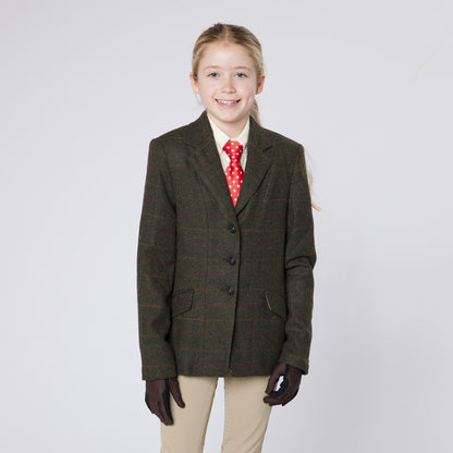 Girl in CAMEO SEAWEED Tweed Equestrian Show Jacket | Junior Riding Apparel | Equiflair