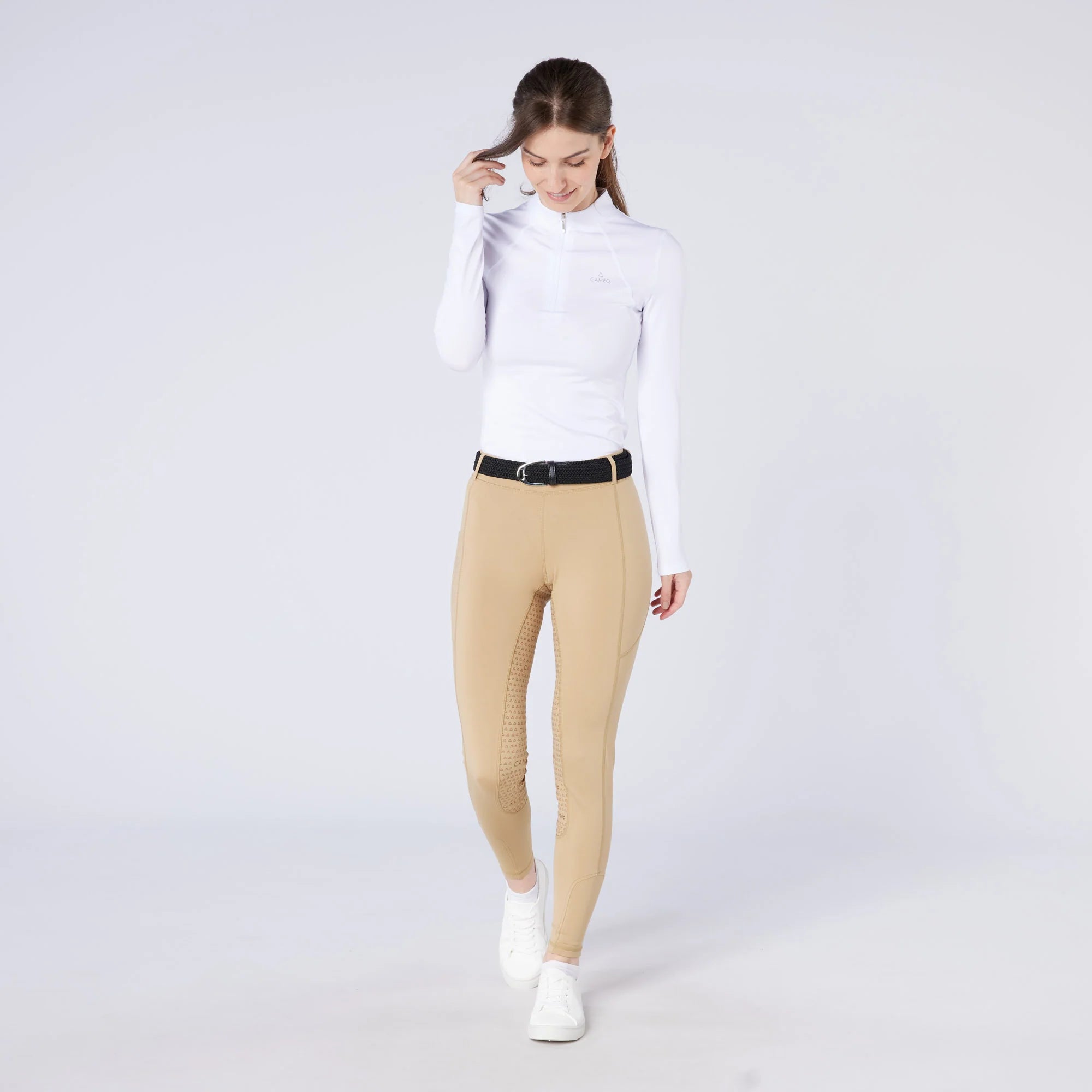 Equestrian Thermo Riding Tights - CAMEO Beige - Winter Riding Apparel, Silicone Seat & Belt Loops