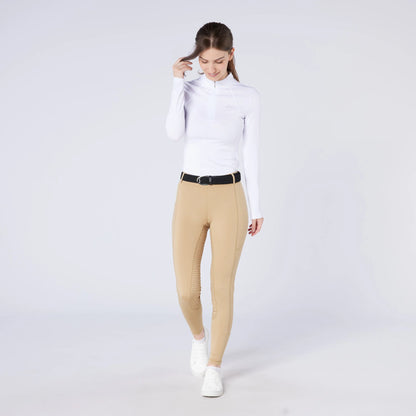 Equestrian Thermo Riding Tights - CAMEO Beige - Winter Riding Apparel, Silicone Seat & Belt Loops