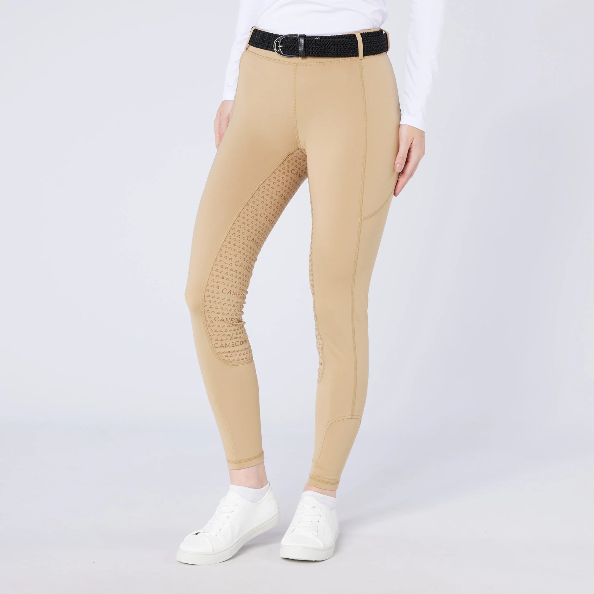 CAMEO THERMODRY RIDING TIGHTS BEIGE | Women's Equestrian Apparel | Silicone Seat Breeches | Winter Horse Riding