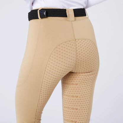 Cameo Thermodry Beige Riding Tights: Equestrian Apparel with Silicone Seat for Enhanced Grip & Performance.