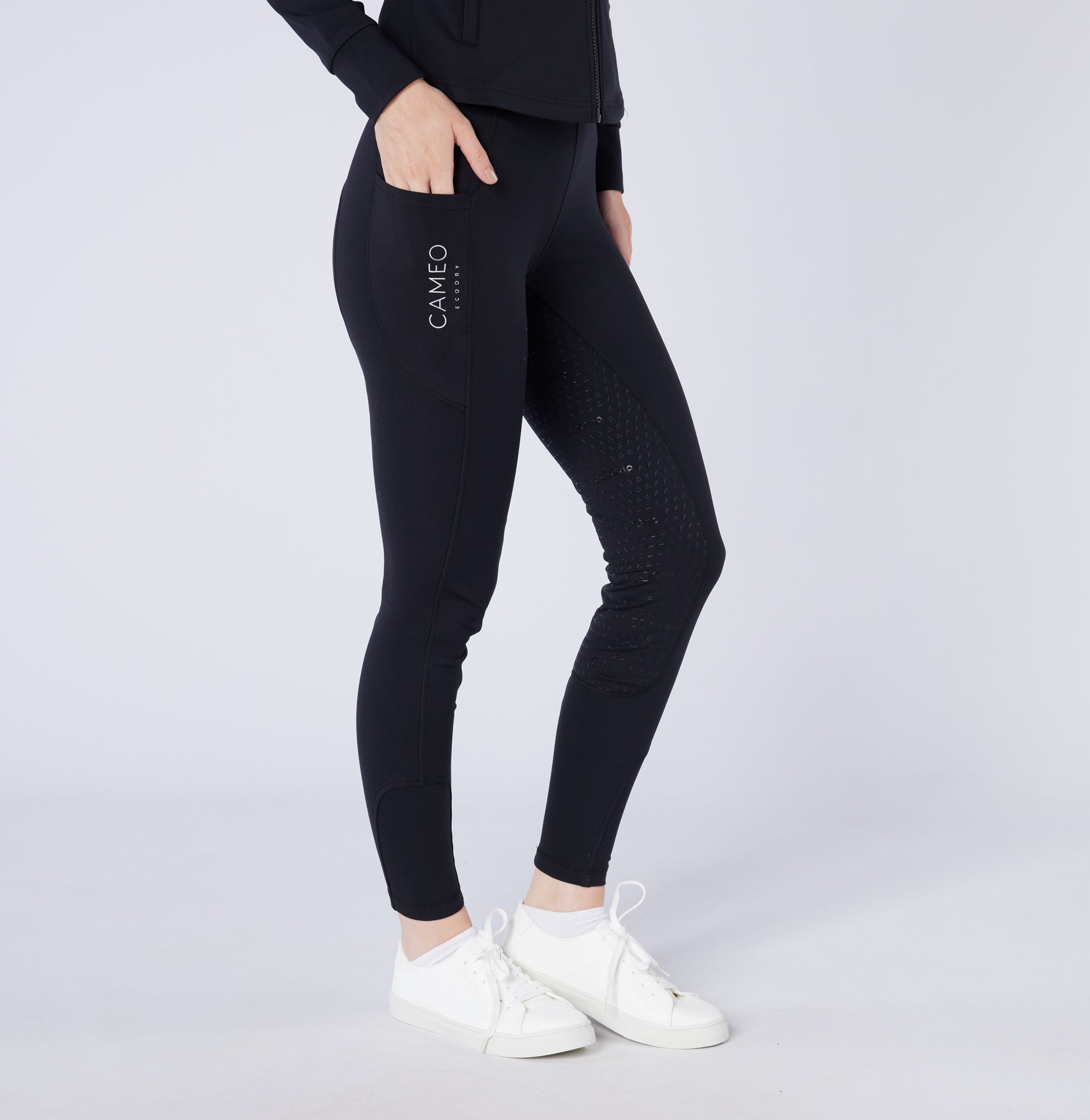 CAMEO THERMODRY Riding Tights - Black Equestrian Leggings with Silicone Seat & Water Repellent | Equiflair