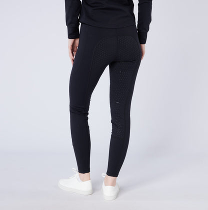 Black Cameo ThermoDry Riding Tights: Equestrian Winter Leggings with Silicone Seat for Optimal Grip & Comfort.