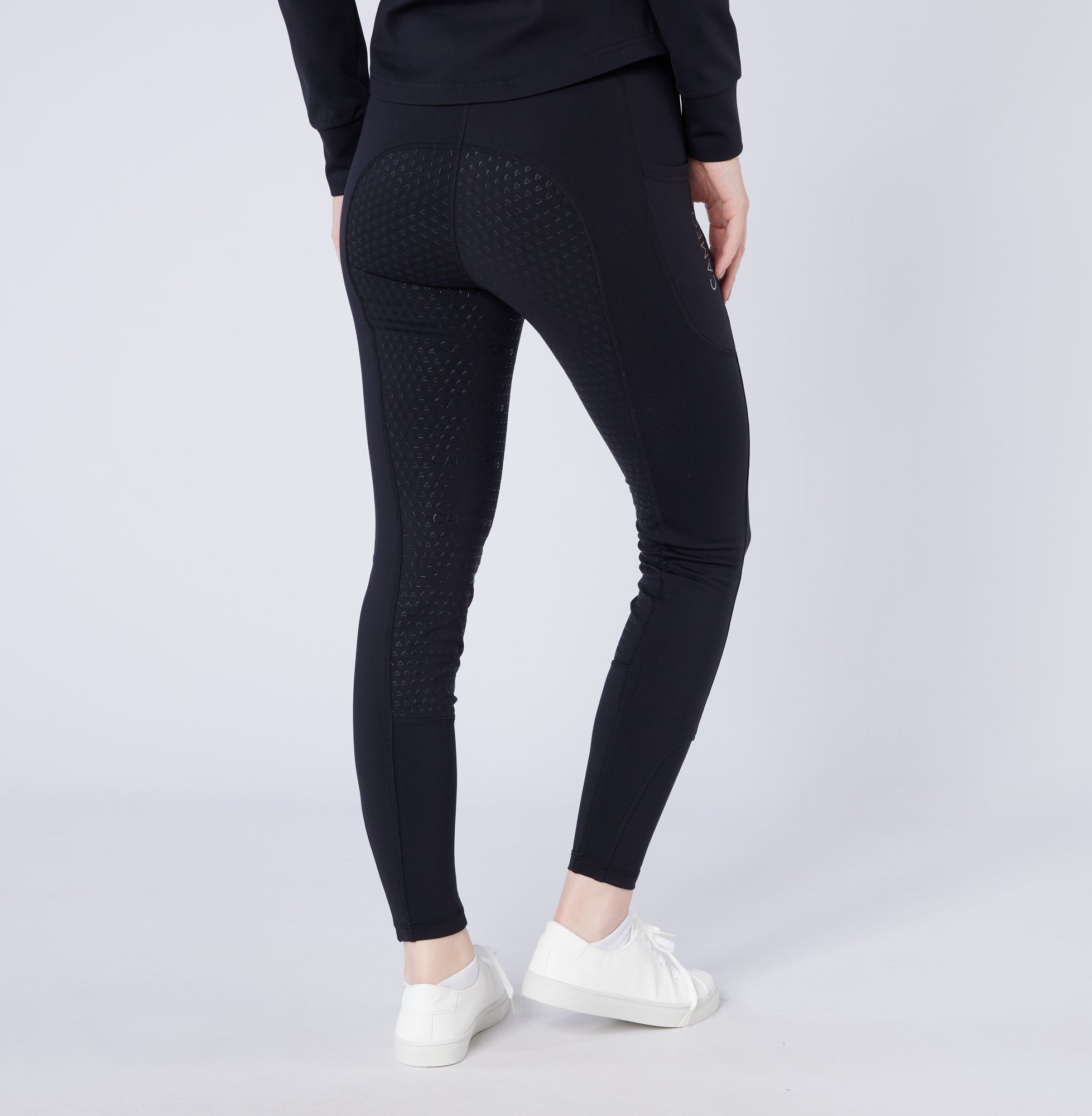 Cameo Thermodry Riding Tights Black: Equestrian Winter Leggings with Silicone Seat, Ecodry & Belt Loops