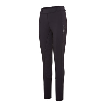 Black Equestrian Riding Tights - Thermo, Silicone Seat, Water Repellent for Winter Riding