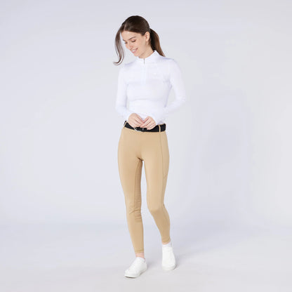 CAMEO THERMODRY Beige Riding Tights: EcoDry, Scuff Resistant, Full Silicone Seat. Perfect for Equestrian Winter Riding!