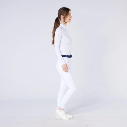 White Cameo Thermodry Riding Tights: Equestrian Winter Apparel, Full Silicone Seat, Water Repellent, Belt Loops