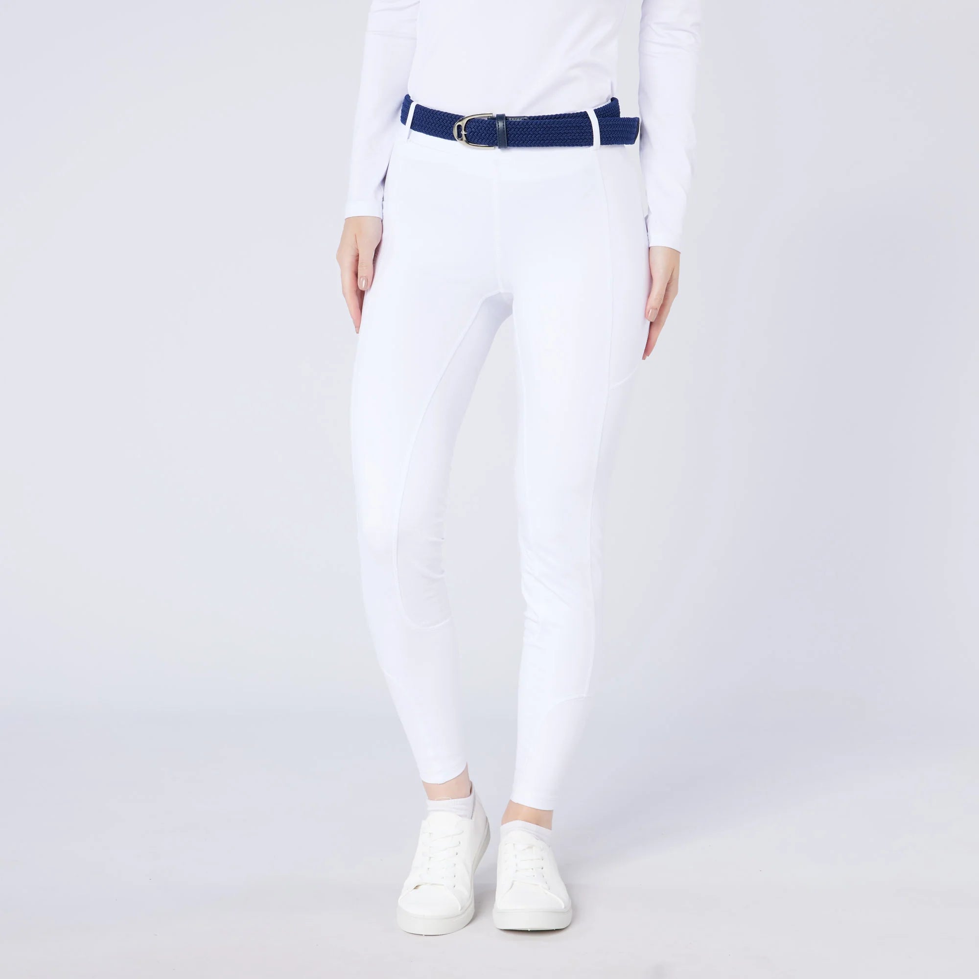 White CAMEO THERMODRY Riding Tights: Equestrian Winter Thermo Tights with Silicone Seat & Belt Loops - Equiflair