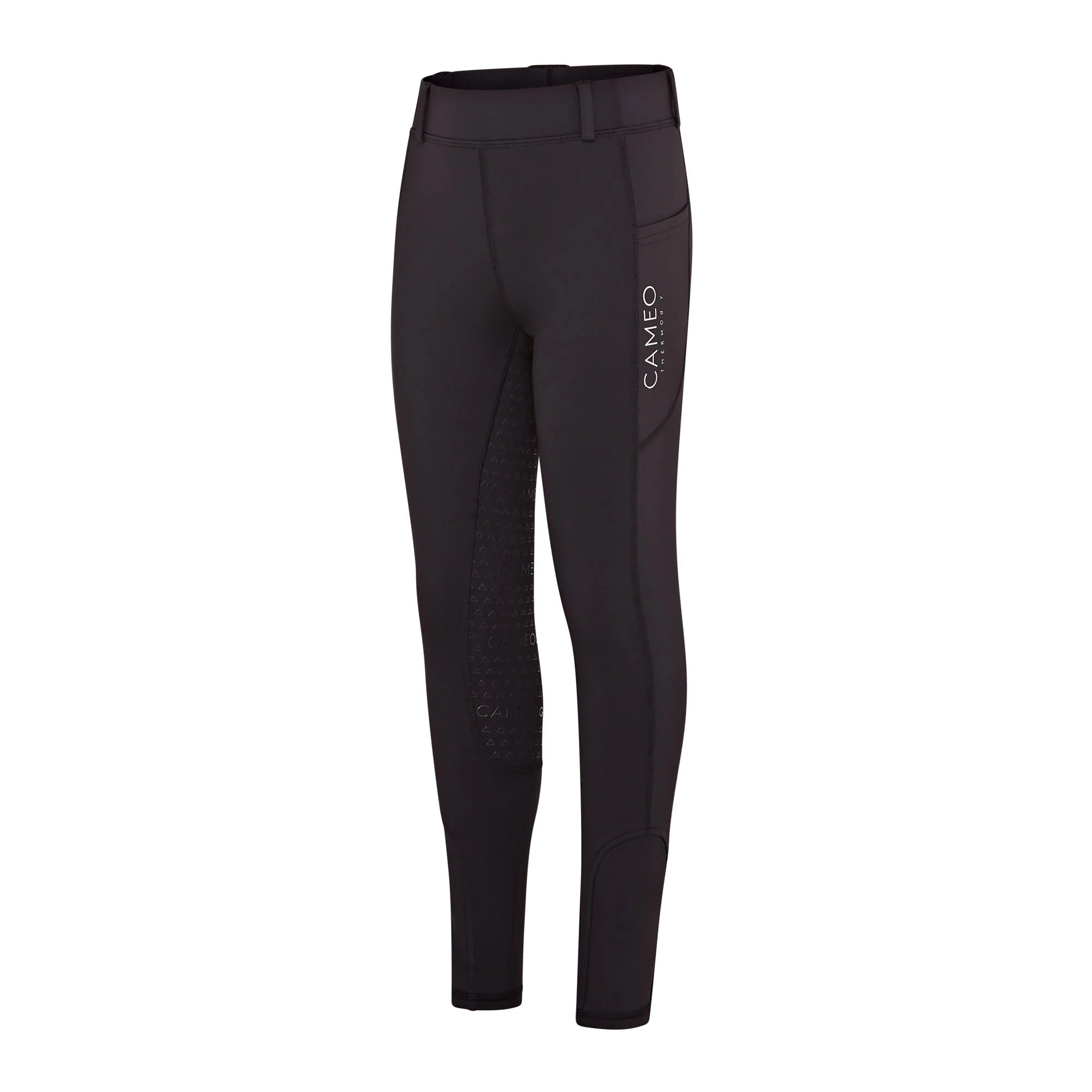 CAMEO Junior Thermodry Riding Tights Black: Equestrian Tights for Kids, Winter Horse Riding Pants, Black Horse Riding Leggings