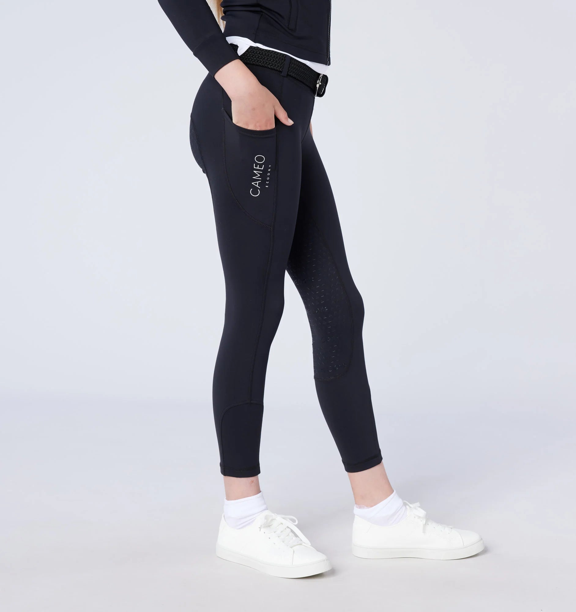 Cameo Junior Black Thermo Riding Tights: Ecodry, Silicone Seat, Equestrian Apparel. Shop Now!