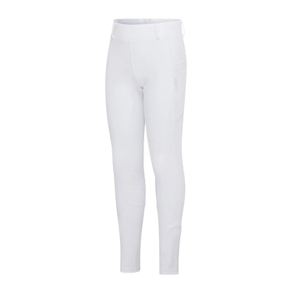CAMEO Junior Thermodry White Riding Tights: Equestrian Apparel with Full Silicone Seat and Ecodry Coating. Shop now!