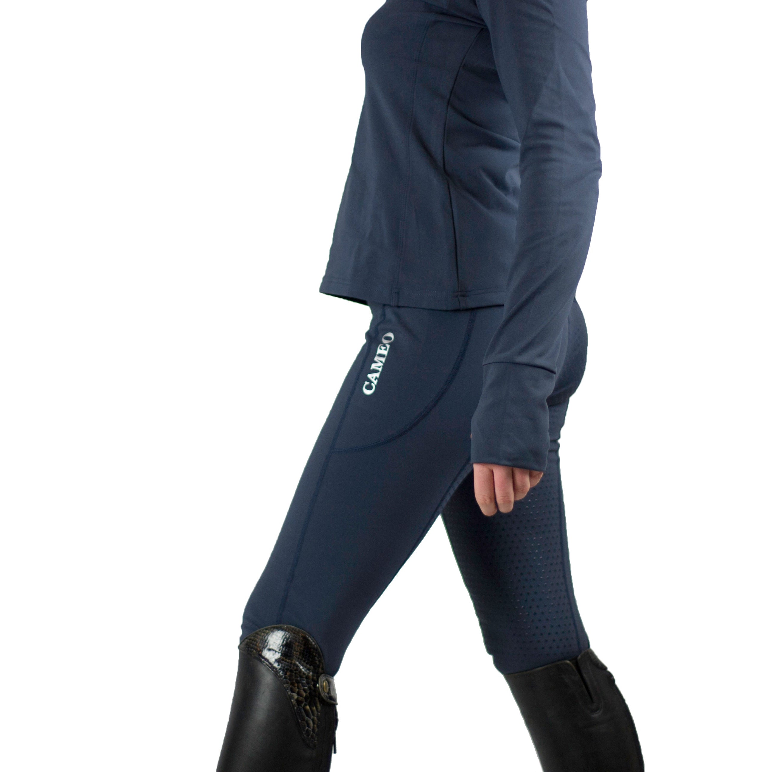 CAMEO THERMO TIGHTS NAVY: Equestrian riding leggings, warm winter, comfortable, technical fabric, 4-way stretch
