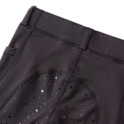 Cameo Junior performance riding tights with star pattern. Stylish equestrian apparel for young riders. 