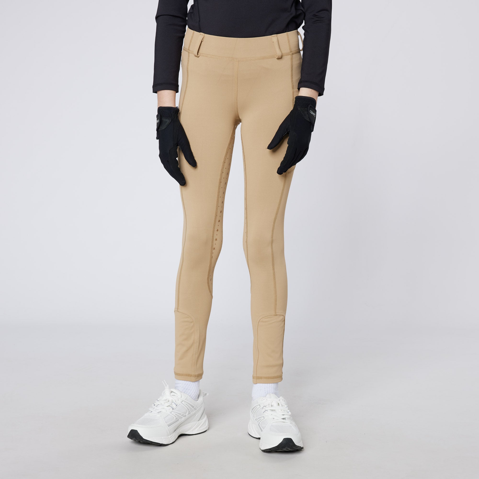 CAMEO Junior Performance Riding Tights Pale Grey - Equestrian Apparel