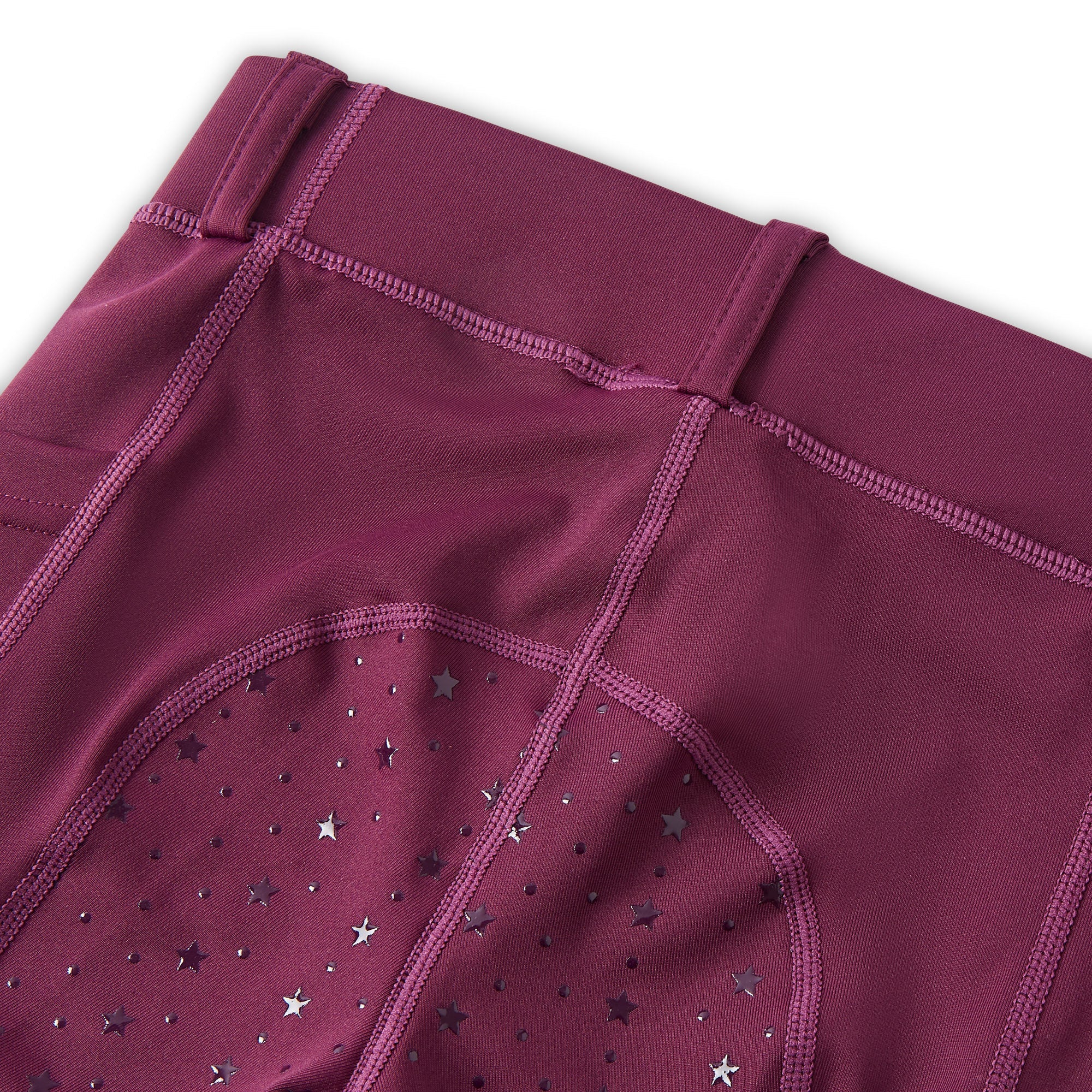 Equiflair CAMEO Junior Performance Riding Tights - Burgundy with Star Grip. Equestrian girls leggings, comfortable and flexible.