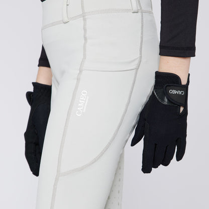Cameo Junior Performance Riding Tights - Pale Grey. Equestrian Apparel for Young Riders. Comfortable & Durable Riding Pants.