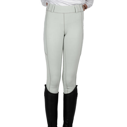 Cameo Junior Pale Grey Performance Riding Tights - Full Seat Equestrian Apparel