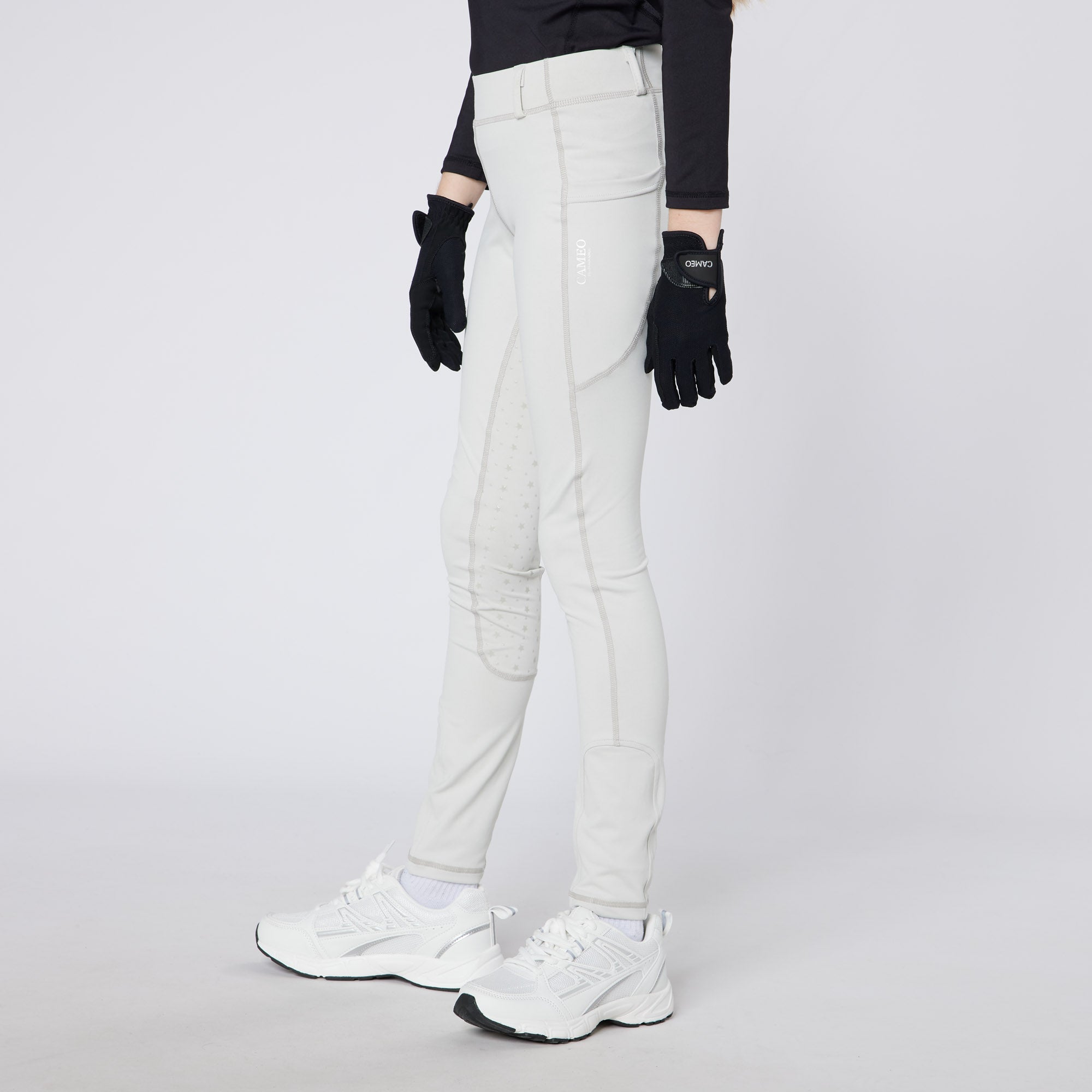 CAMEO Junior Performance Tights - Pale Grey - Equestrian Riding Leggings