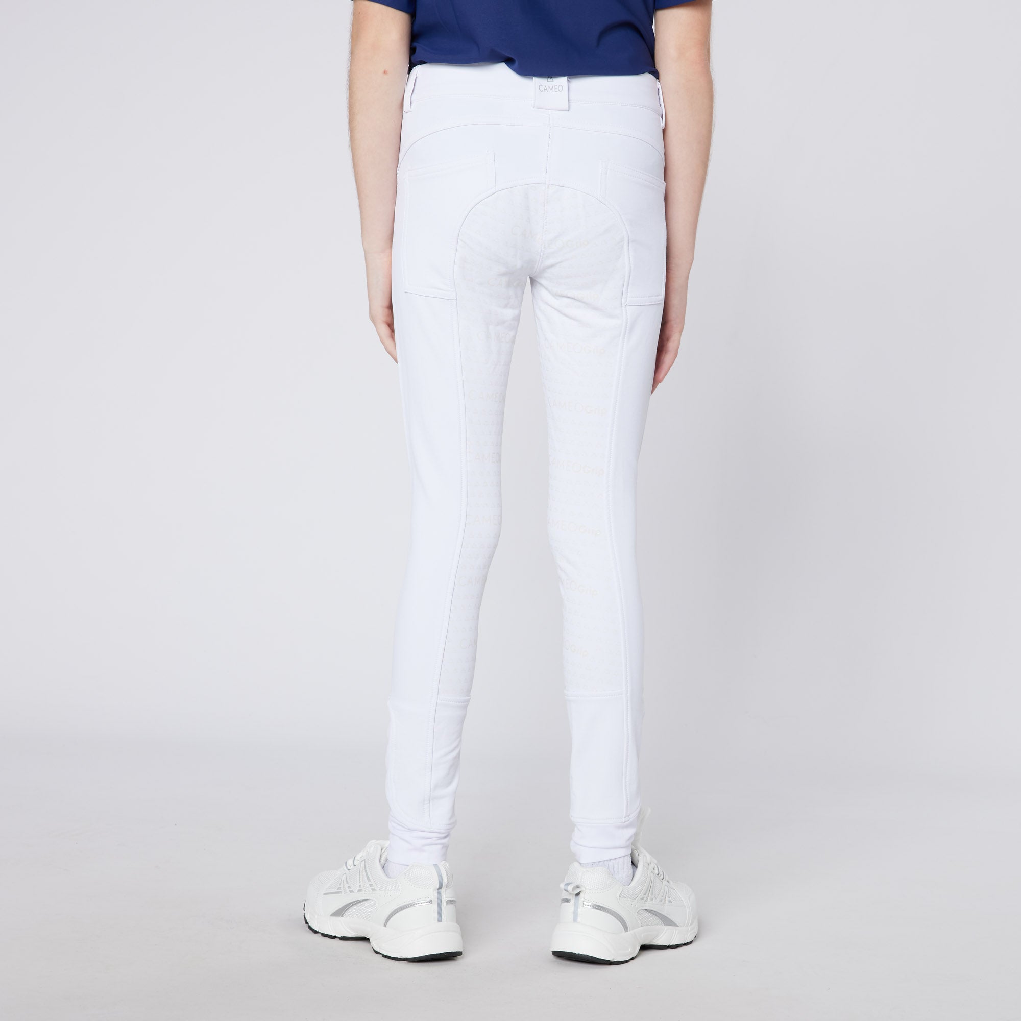 CAMEO Junior Performance White Riding Tights - Equestrian Apparel with Silicone Grip