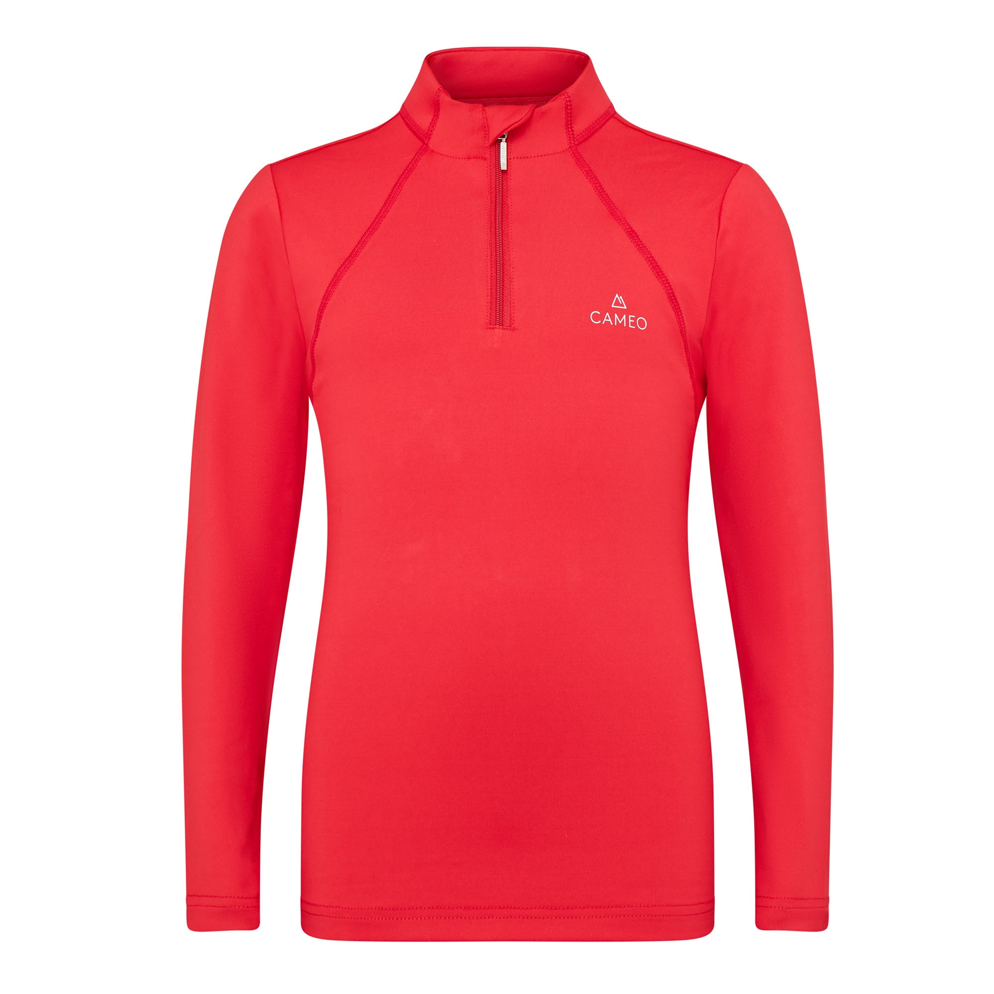 Red CAMEO Junior Core Baselayer Shirt - Long Sleeve Zip Neck Equestrian Top