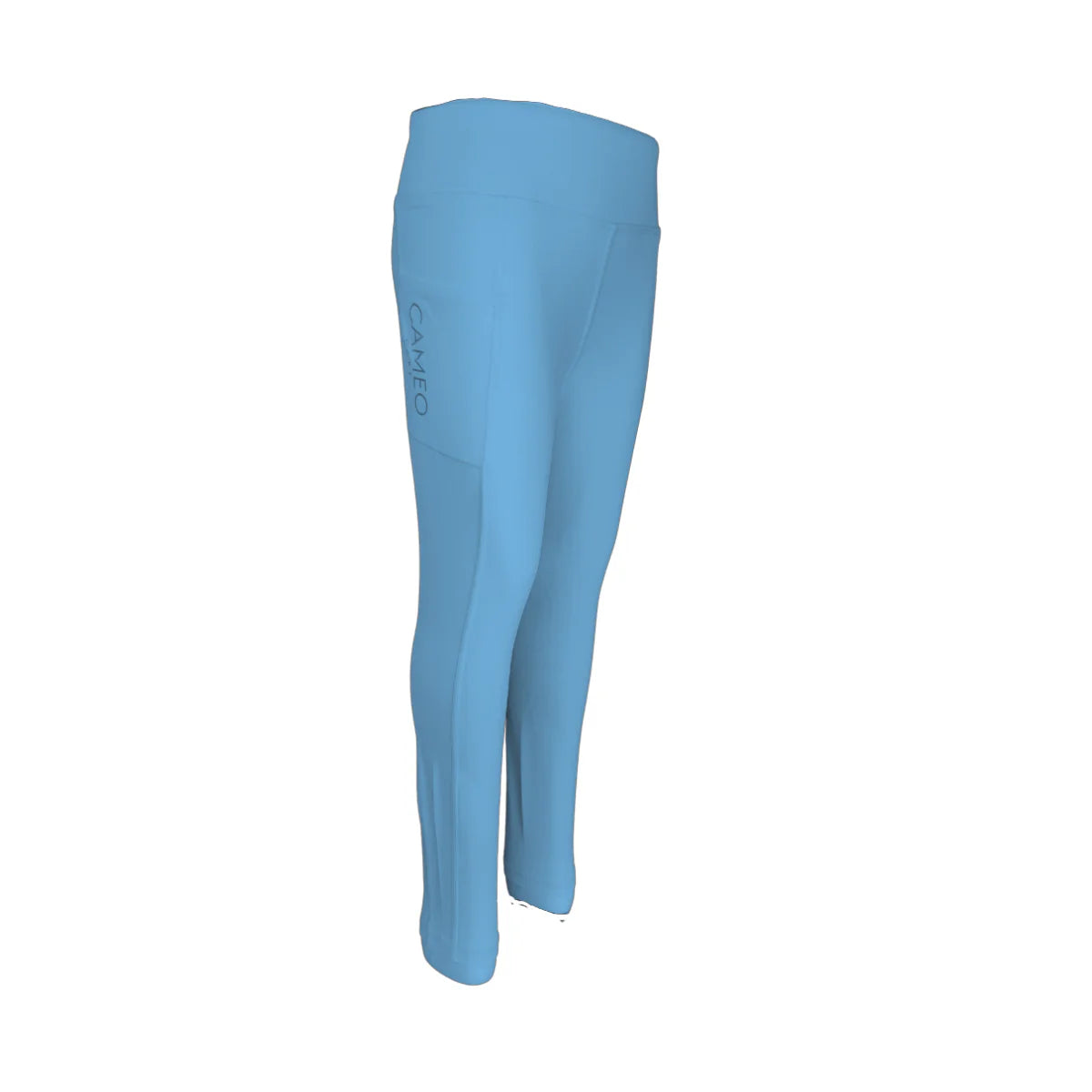 CAMEO Junior Azure Blue Riding Tights: Comfortable Children's Equestrian Leggings with Phone Pocket & Silicone Knee Grip. #ridingtights