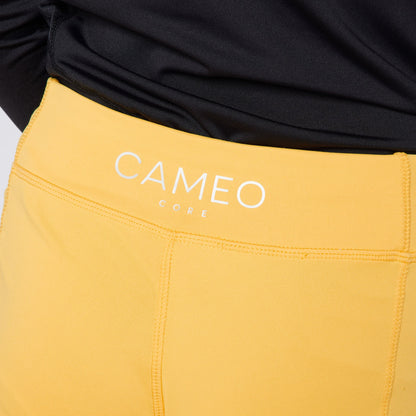 CAMEO JUNIOR CORE TIGHTS CANARY: Childrens Yellow Riding Tights with CameoGrip knee silicone - Equestrian Apparel