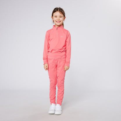 Girl in Cameo Baselayer Coral Pink Equestrian Riding Clothes | Equiflair