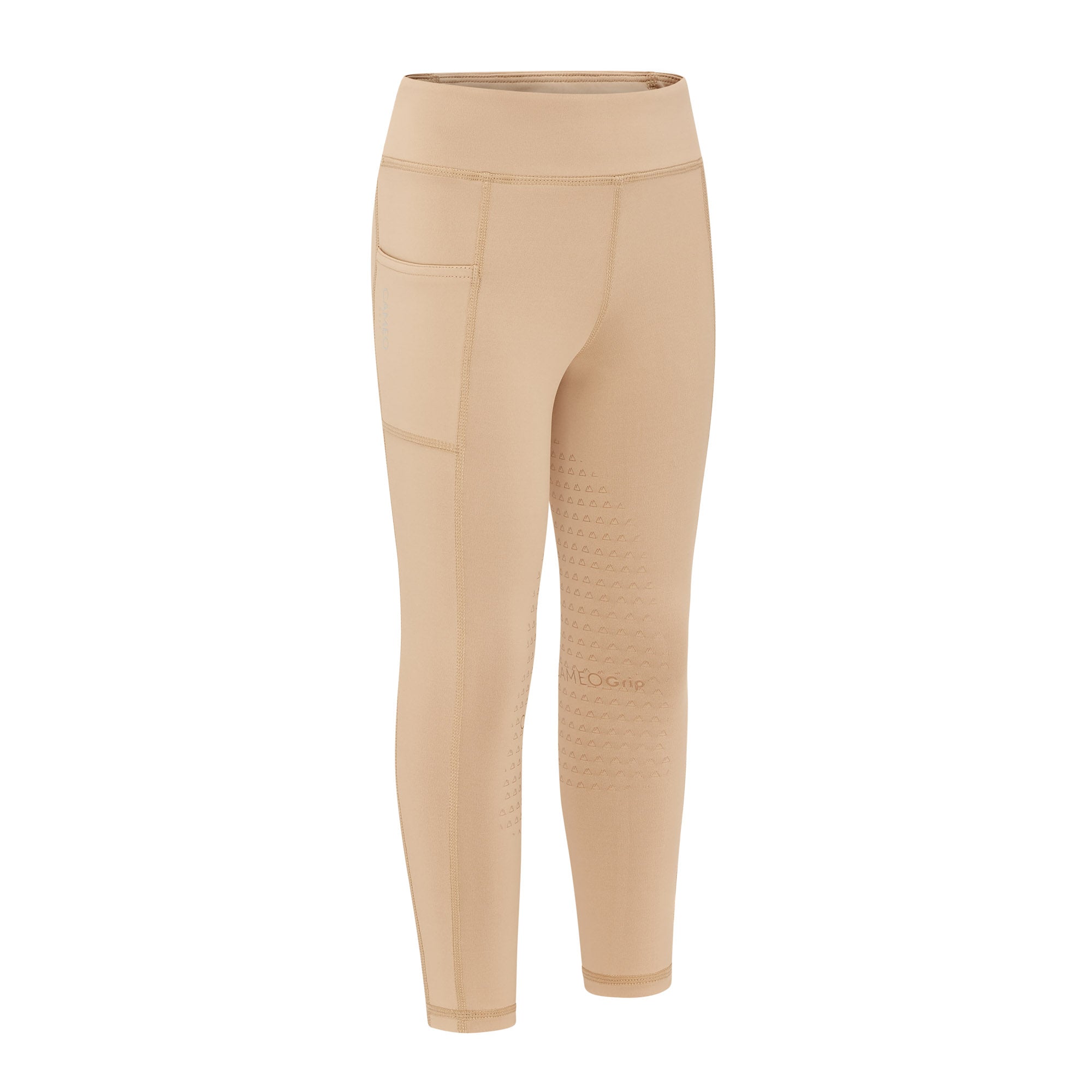 CAMEO Junior Core Riding Tights Canary - Childrens Equestrian Leggings with Silicone Grip & Pocket